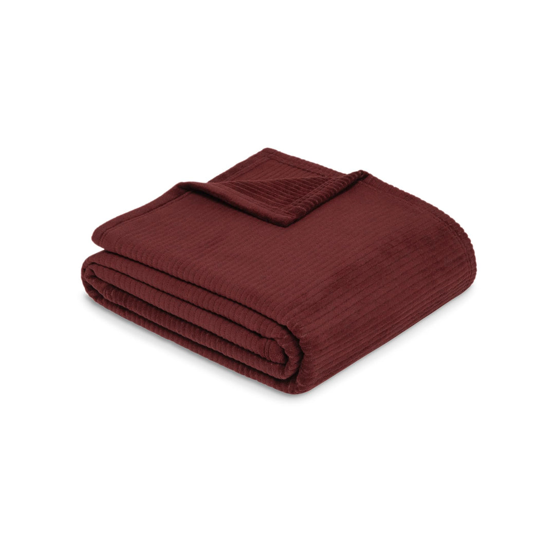 Ibena Cord Decke 150x200 cm - Baumwollmix weich, Made in Germany, warm &amp; waschbar, Kuscheldecke dunk