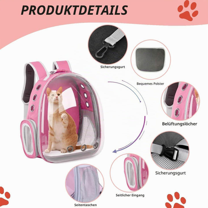 Erweiterbar Katzenrucksack Hunderucksack, Vorderrucksack für Katzen und Kleine Hunde, mit transparen