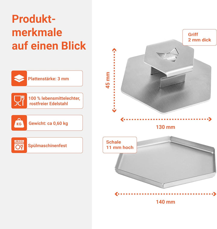 FENNEK Smasher I Grillpresse für Burger aus hochwertig geschliffenem Edelstahl I Werkzeug für Küche,