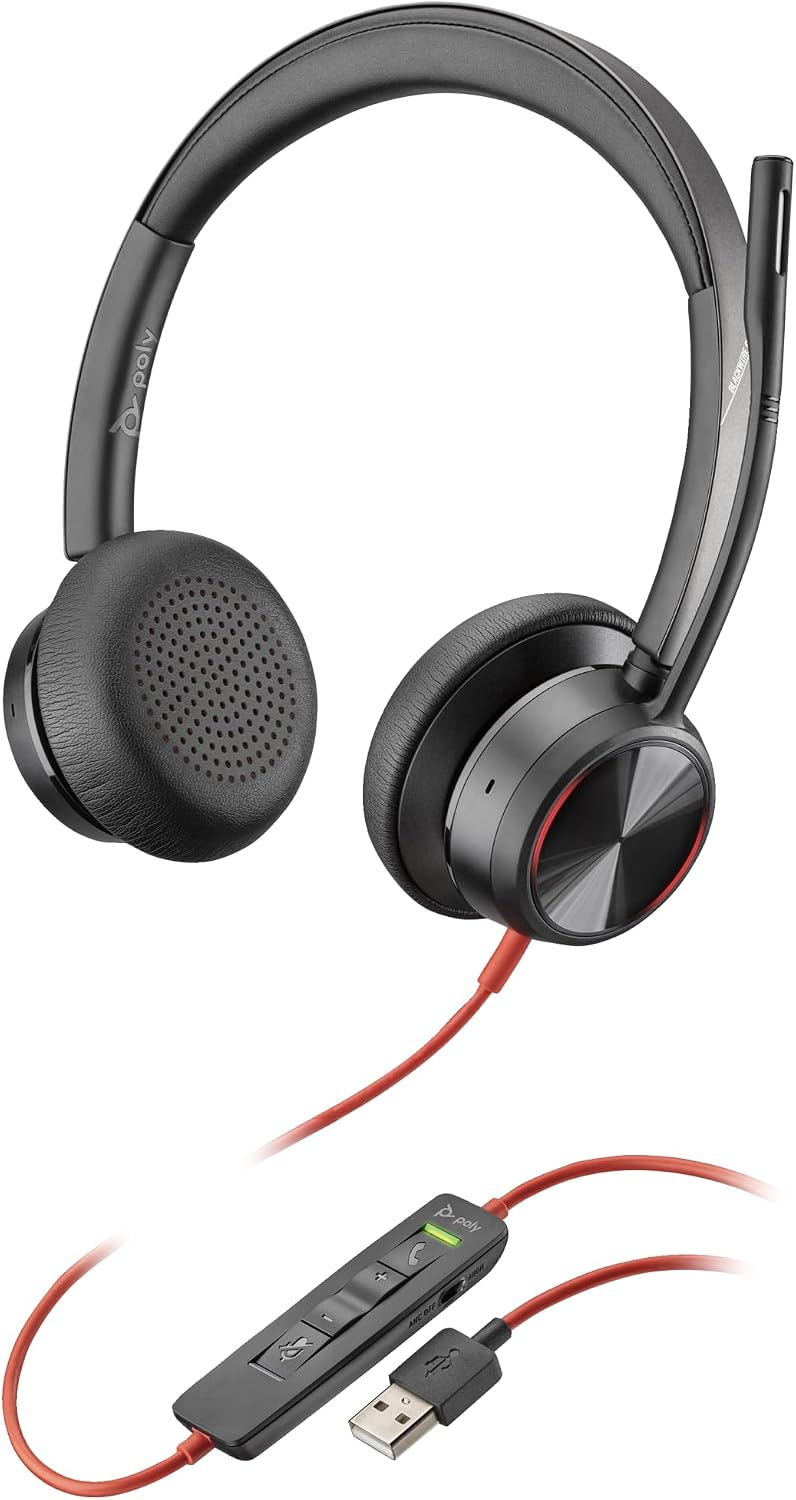 Poly Stereo-Headset 'Blackwire 8225' mit USB-A Anschluss, Active Noise Cancelling und flexiblem Mikr