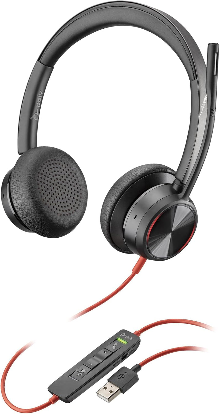 Poly Stereo-Headset 'Blackwire 8225' mit USB-A Anschluss, Active Noise Cancelling und flexiblem Mikr