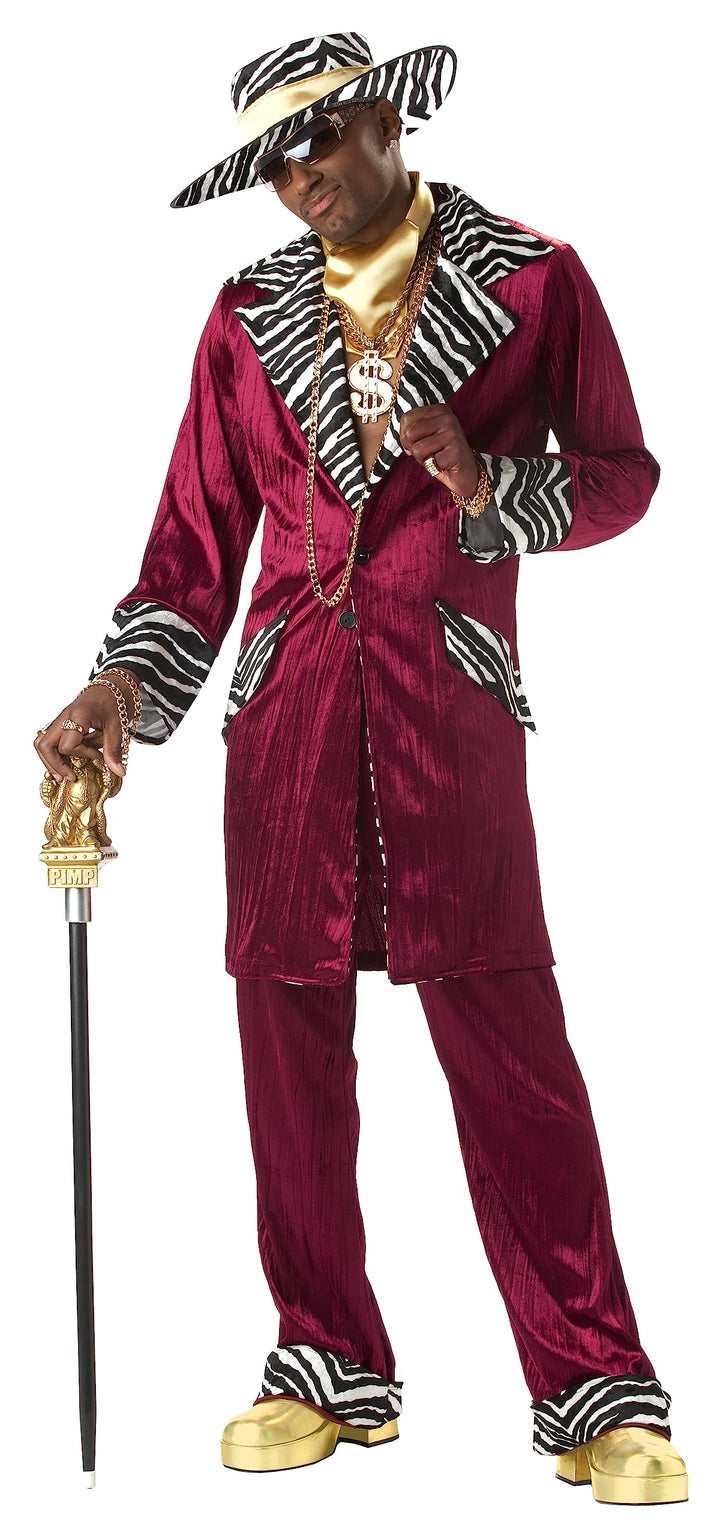 California Costumes Sweet Daddy Zuhälter, Rot/Ausflug, einfarbig (Getaway Solids), M M Burgunderfarb