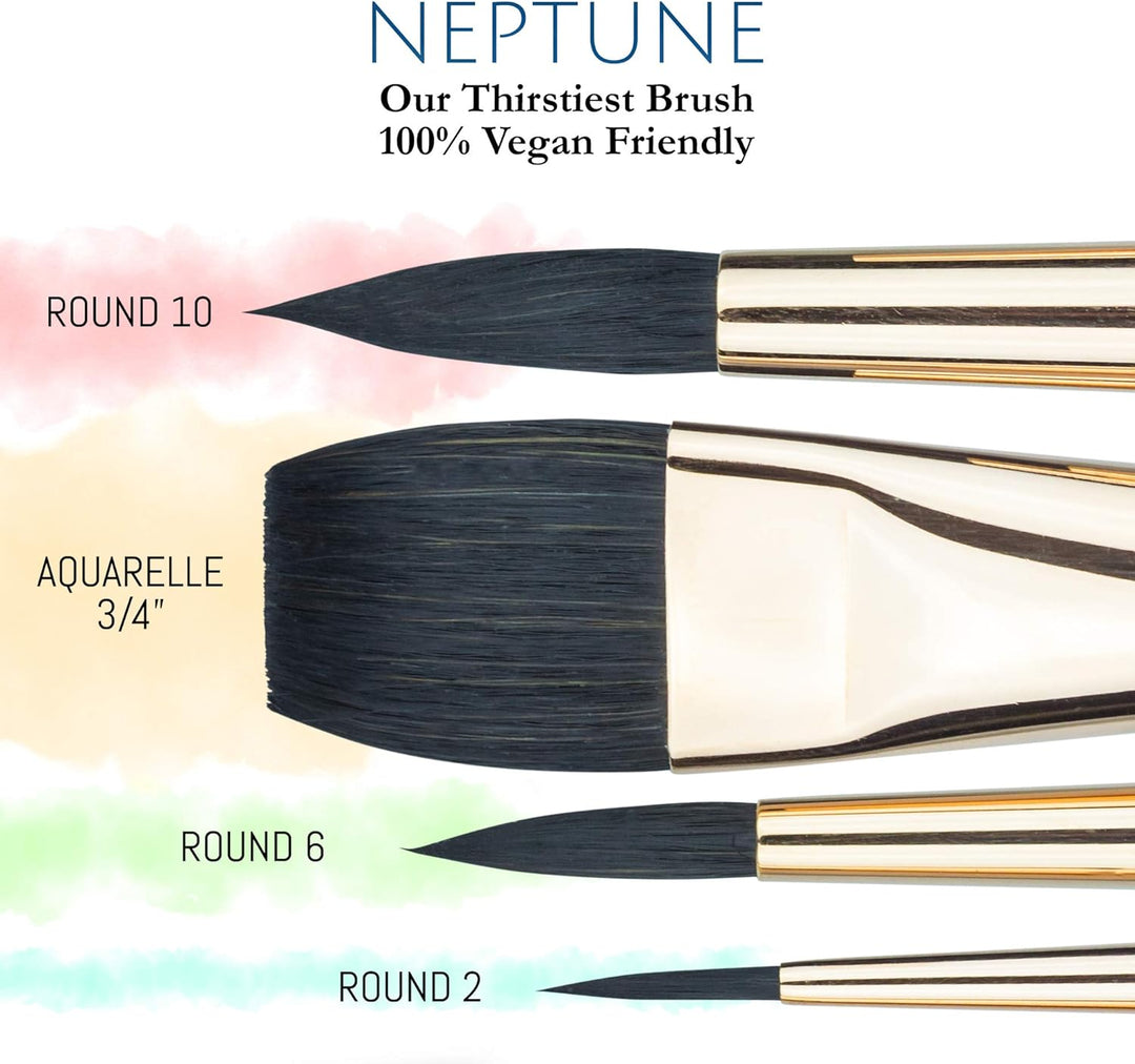 Princeton Neptune 4750 Pinsel-Set für Aquarellmalerei, 4-teilig, weich, synthetisch, Eichhörnchenpin