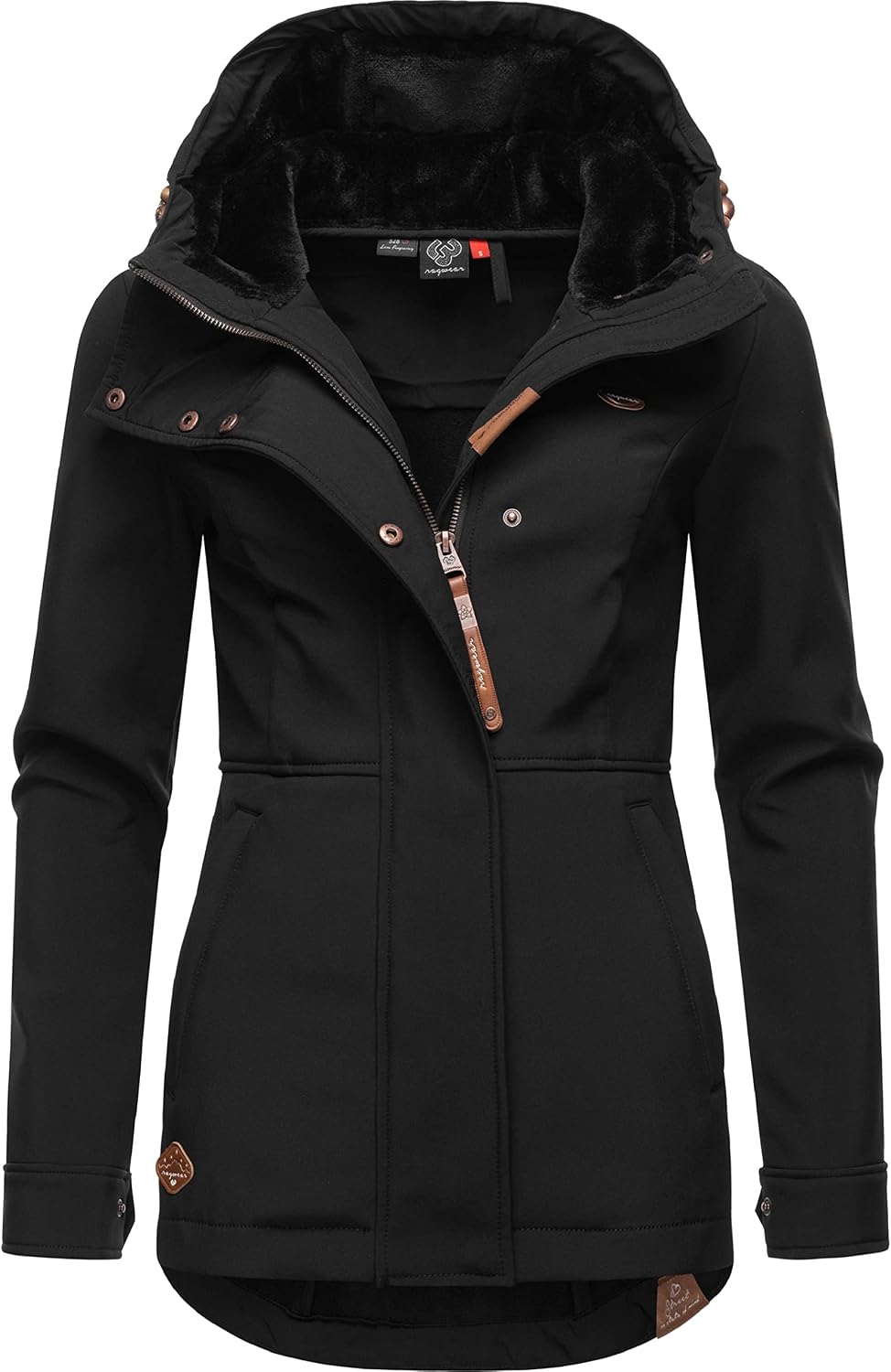 Ragwear Damen Übergangsjacke Softshelljacke wasserdicht atmungsaktiv mit Kapuze Yba XS-6XL 6XL Black