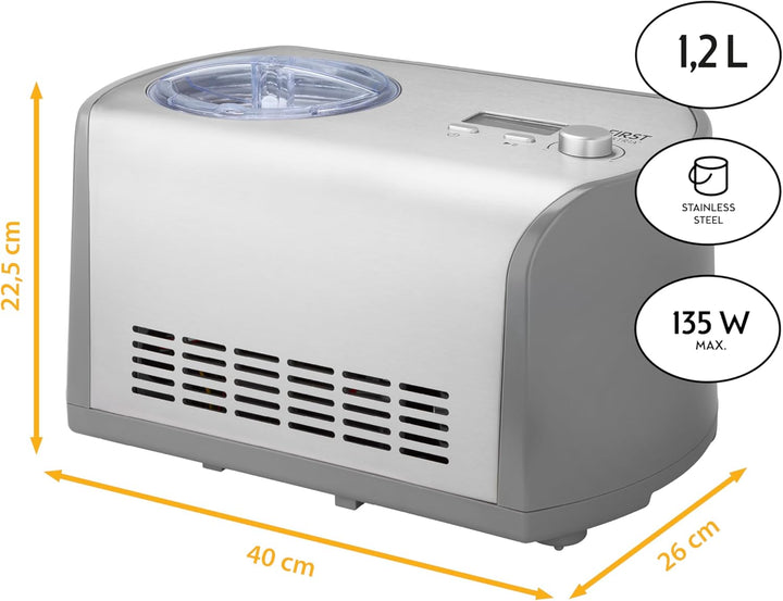 TZS First Austria Eismaschine mit Kompressor | Ice Cream Maker selbstkühlend mit entnehmbarem 1,2 Li