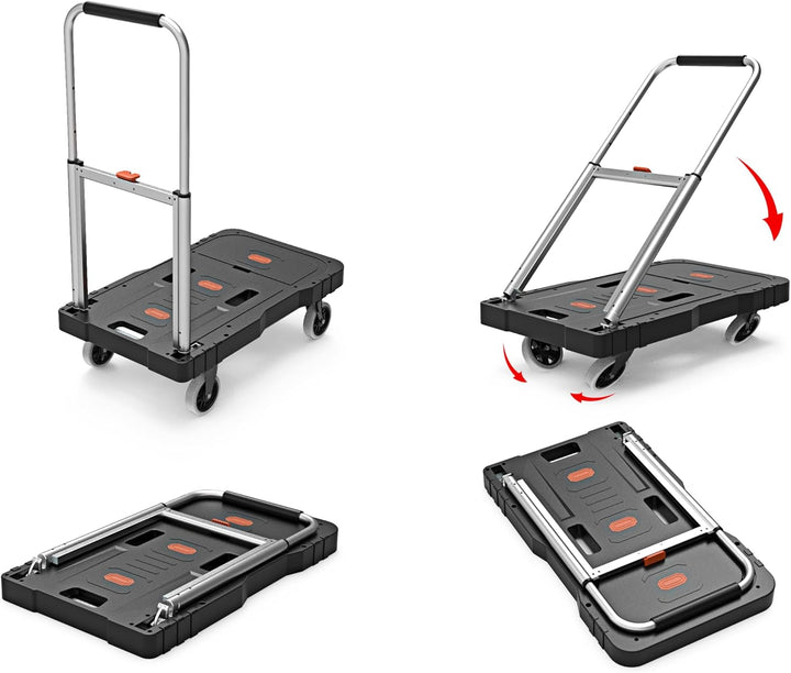YPL Plateauwagen klappbar, Aluminiumlegierung + PP-Kunststoff, 70 x 42 x 10 cm, 7,5 kg, Thermoplasti