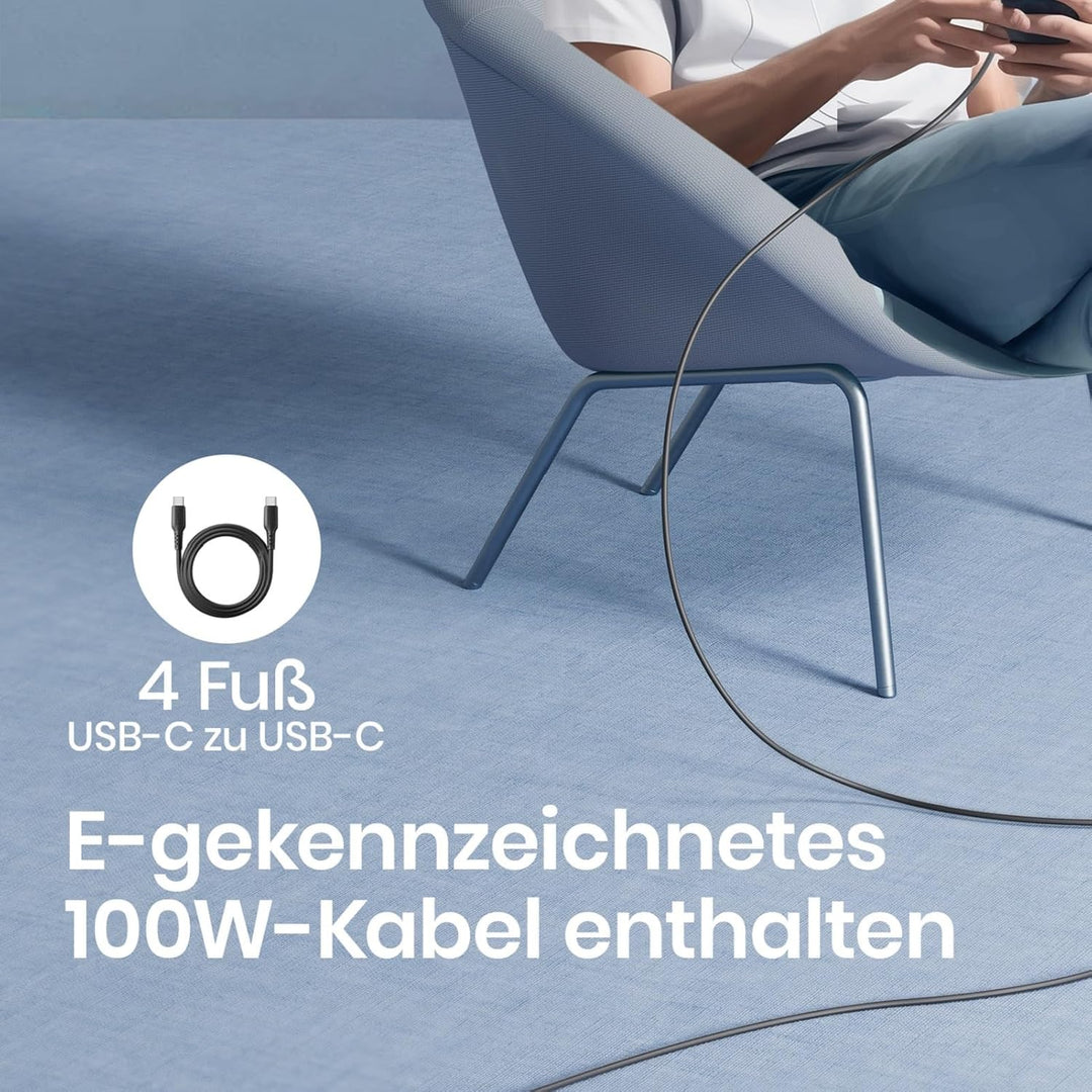 INIU 65W USB C Ladegerät, GaN Ⅱ 2-Port USB C-USB A Netzteil Steack Adapter GaN II Tech Schnellladege