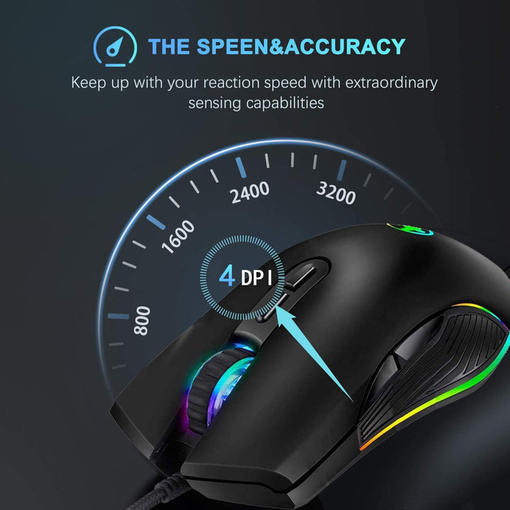 IULONEE Gaming Maus USB Typ C RGB Kabelgebundene Computer Mäuse Ergonomische Gamer Mouse Kompatibel