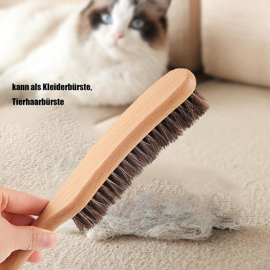Ahigh Kleiderbürste, Rosshaar-Fusselbürste, Griff aus europäischer Buche der Güteklasse A, geeignet