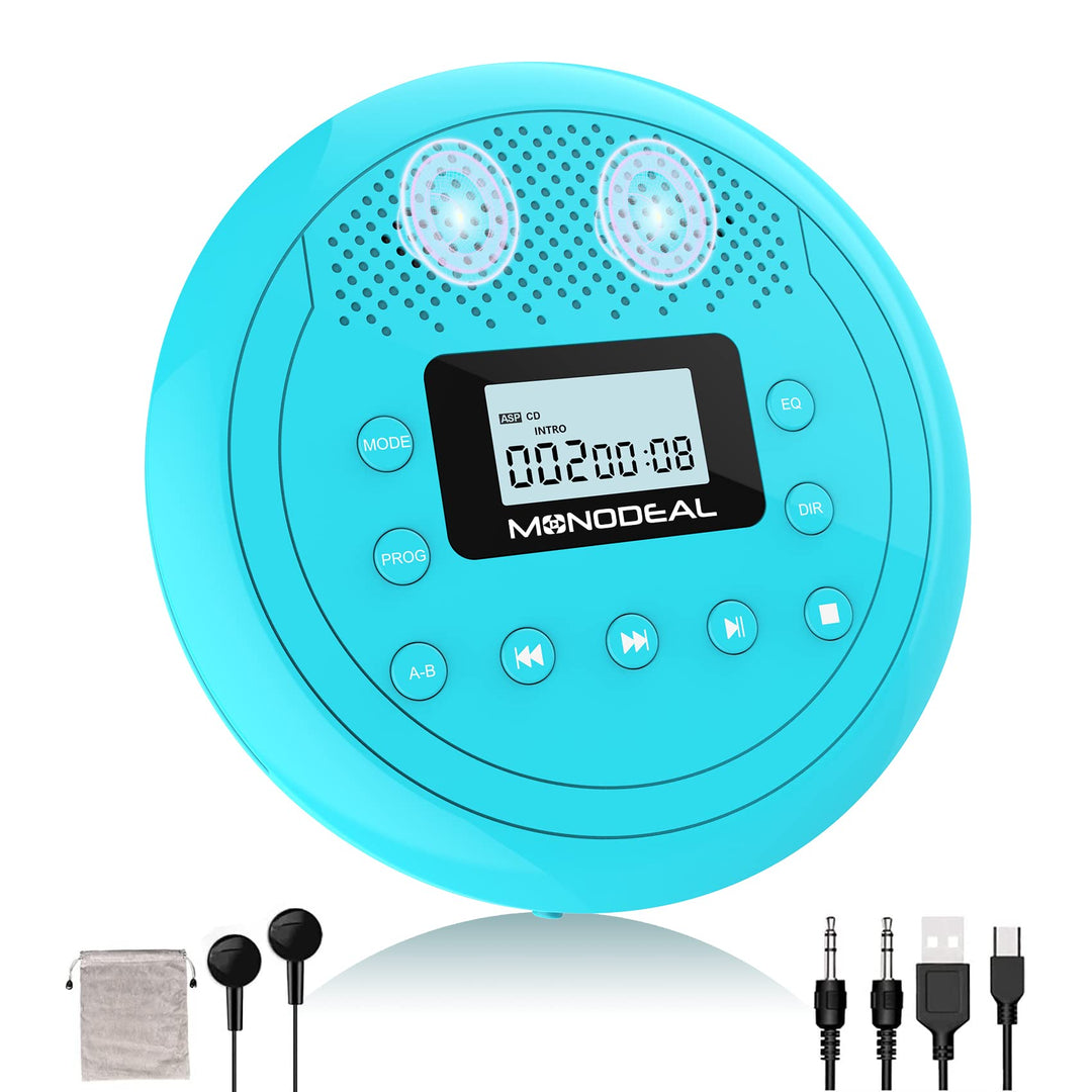 MONODEAL NEU 2023 Tragbarer CD Player mit Lautsprecher, CD Player Tragbar, Wiederaufladbar Discman C