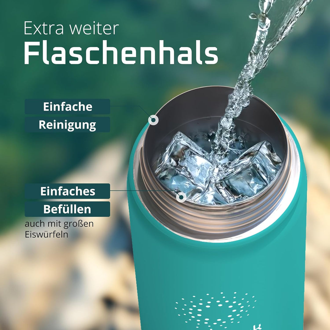 Trinkflasche Edelstahl ACTIVE FLASK + Strohhalm (3 Deckel) BPA-frei, Auslaufsicher, Kohlensäure geei
