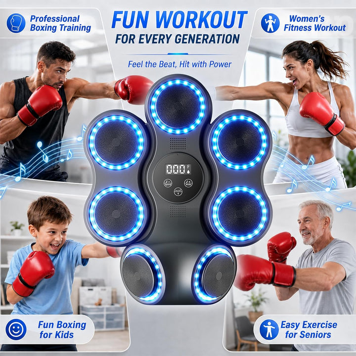 Music Boxing Machine mit Bluetooth, LED, 7 Zielen und 9 Geschwindigkeiten
