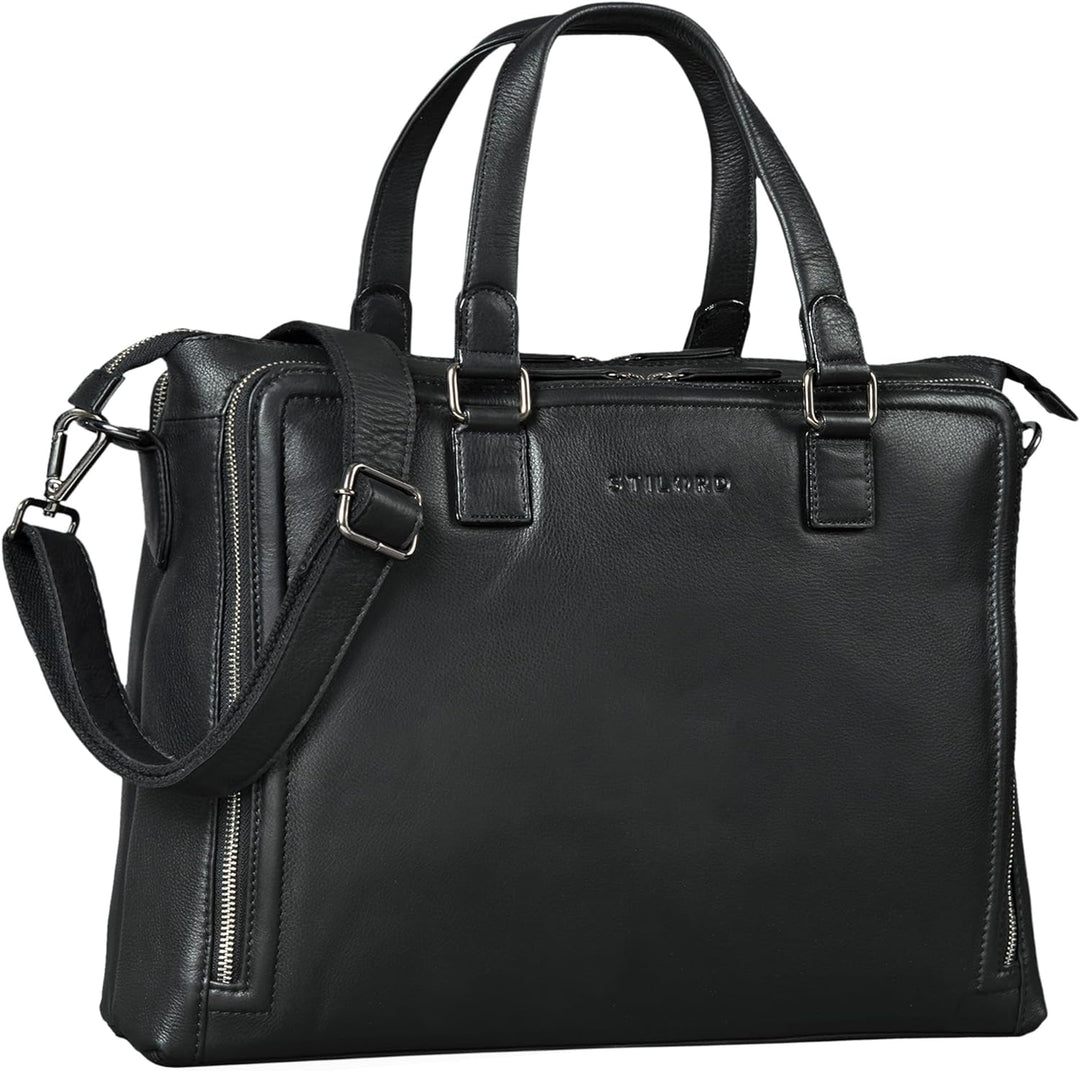 STILORD 'Claire' Businesstasche Damen Leder 15 Zoll Laptoptasche DIN A4 Aktentasche Umhängetasche un