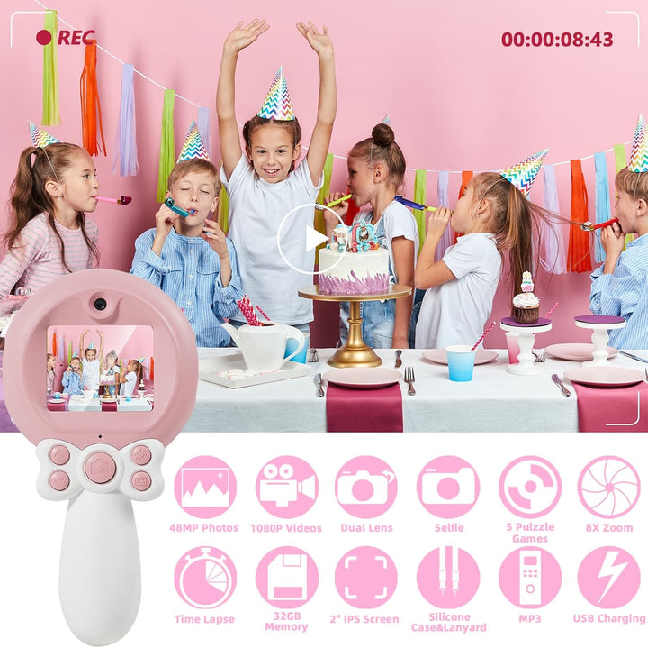 Princess Magic Wand Kamera für Mädchen Alter 3-12 | Kinder Digitalkamera mit 48MP Foto & 1080P Video
