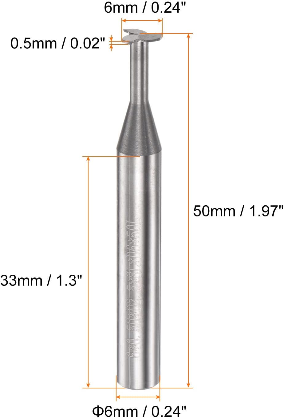 sourcing map T Schlitz Schaftfräser Fräser 6mm Schnitt 0.5mm Tiefe 6mm Schaft Solid Hartmetall 3 Flö