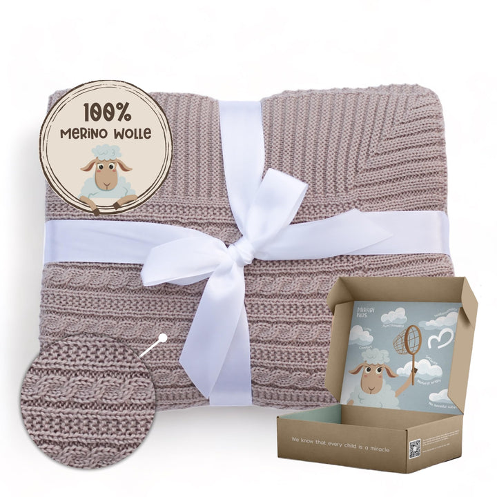 MIRARI Kids Baby Decke aus 100% Merino Wolle – Baby Wolldecke 75x100 cm – Einschlagdecke Babyschale