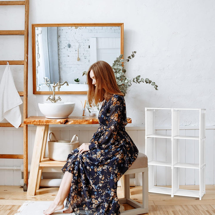 Relaxdays Stufenregal mit 6 Fächern, H x B x T: ca. 109 x 106 x 30 cm, einfaches Stecksystem, Raumte