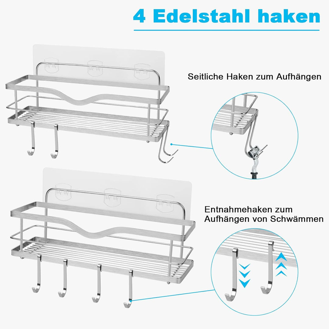 Duschkorb Duschablage Edelstahl Ohne Bohren: 2 Pack Dusche Ablage Shampoo Halterung Badezimmer Regal