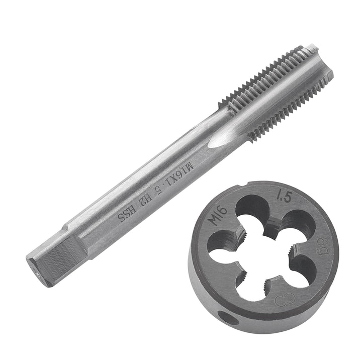 Gewindeschneid M16 x 1.5mm, HSS Gewindebohrer und Schneideisen Set, Rechtsgewinde Feingewinde Schnei