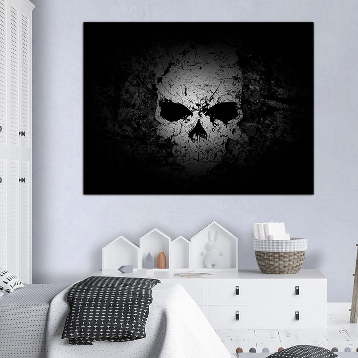 wandmotiv24 Totenkopf Wandbild aus Acrylglas, Grösse 100x75cm, Querformat, Schädel im Grunge Style,