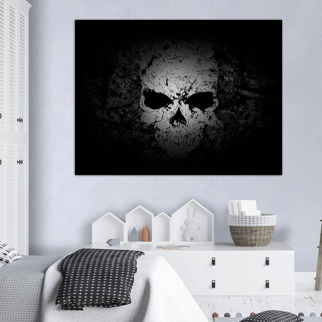 wandmotiv24 Totenkopf Wandbild aus Acrylglas, Grösse 60x45cm, Querformat, Schädel im Grunge Style, S