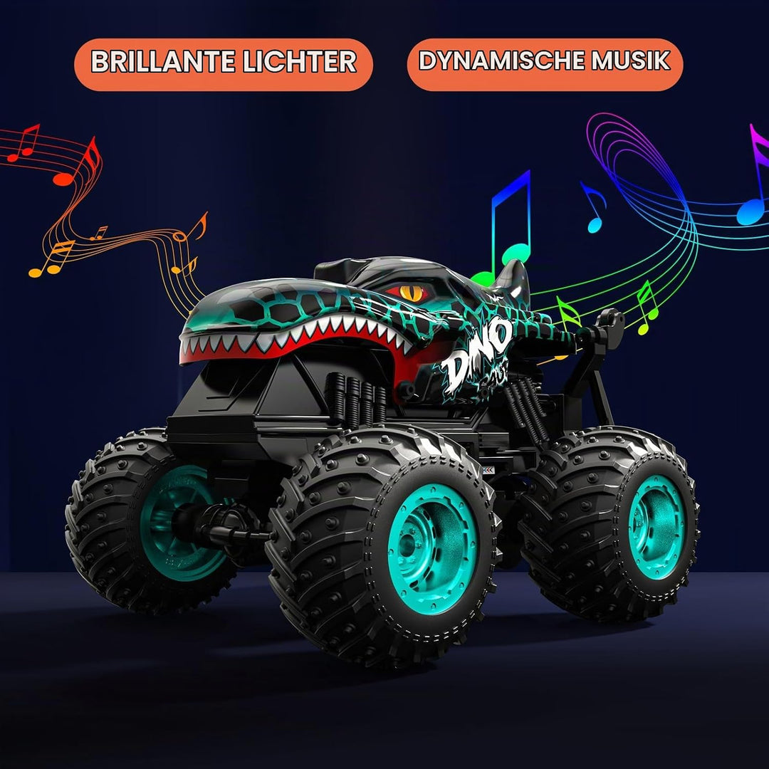 ACAMMZAR Ferngesteuertes Auto Dinosaurier, 2.4GHz 20+km/h Ferngesteuertes RC Monster Truck mit 2 Akk