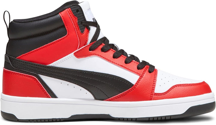 PUMA Unisex Rebound V6 Sneaker 43 EU Puma White Puma Black For All Time Red, 43 EU Puma White Puma B
