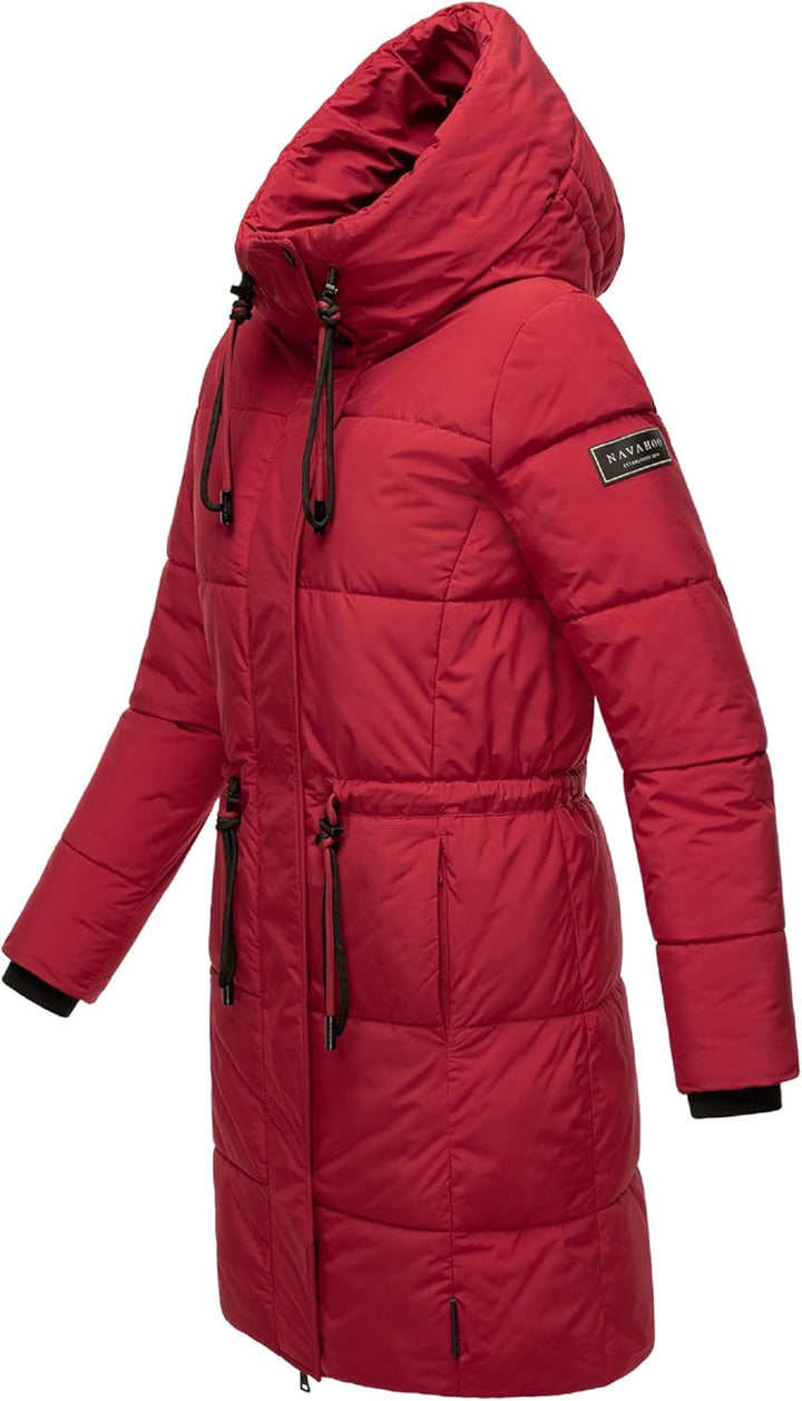 Navahoo Damen Wintermantel kurzer Steppmantel mit Kapuze Zuckertatze XIV XS-XXL S Dark Red, S Dark R