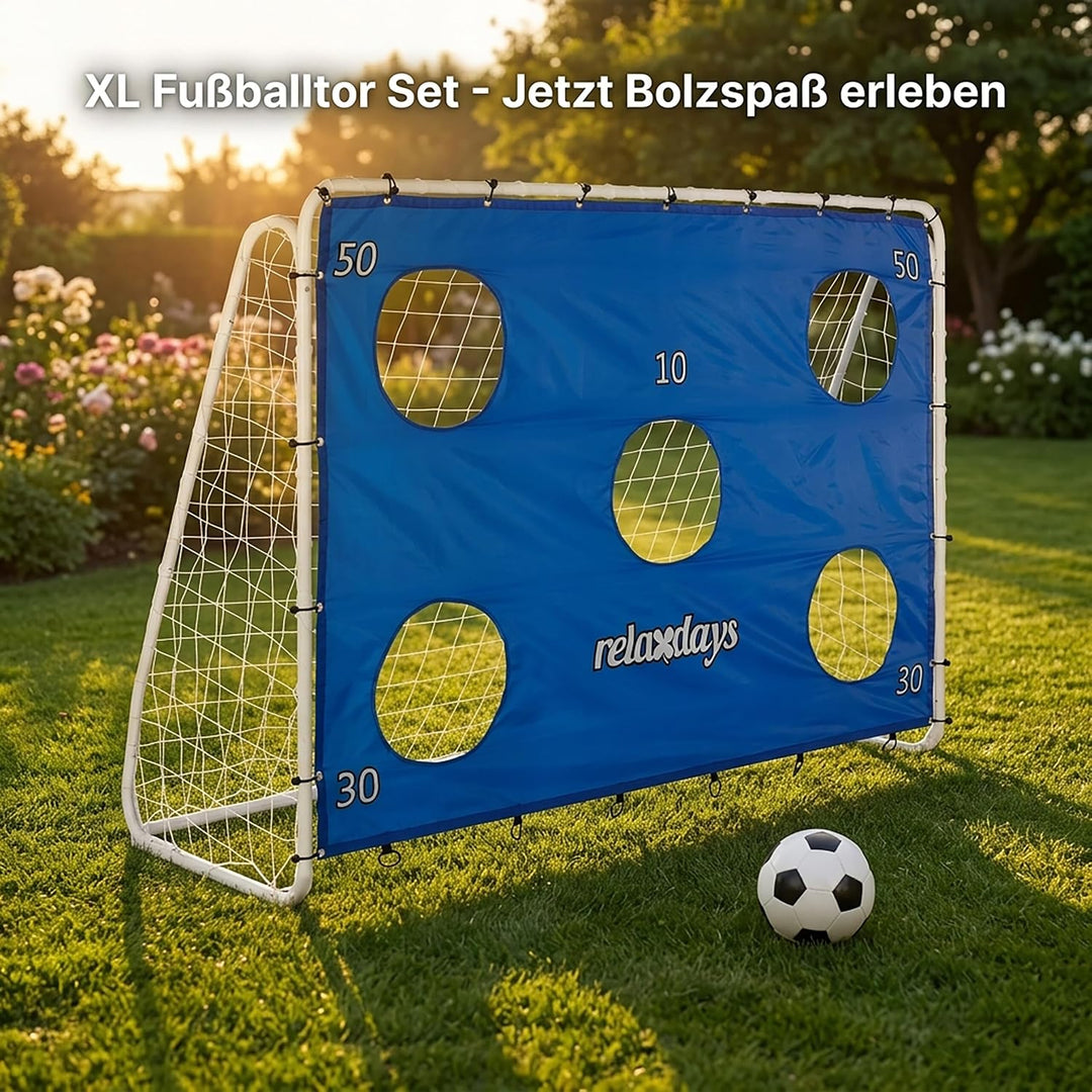 Relaxdays Fussballtor mit Torwand, Garten, Kinder &amp; Erwachsene, Soccertor, HBT 170x235x85 cm, Stahl,