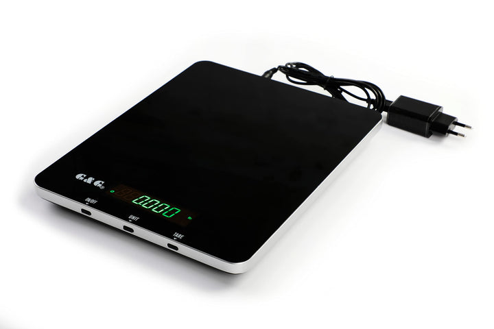 G&G KH-30K, Küchenwaage bis 30kg/1g, 29 * 23 cm gross, einstellbare Abschaltautomatik,mit Netzteil u