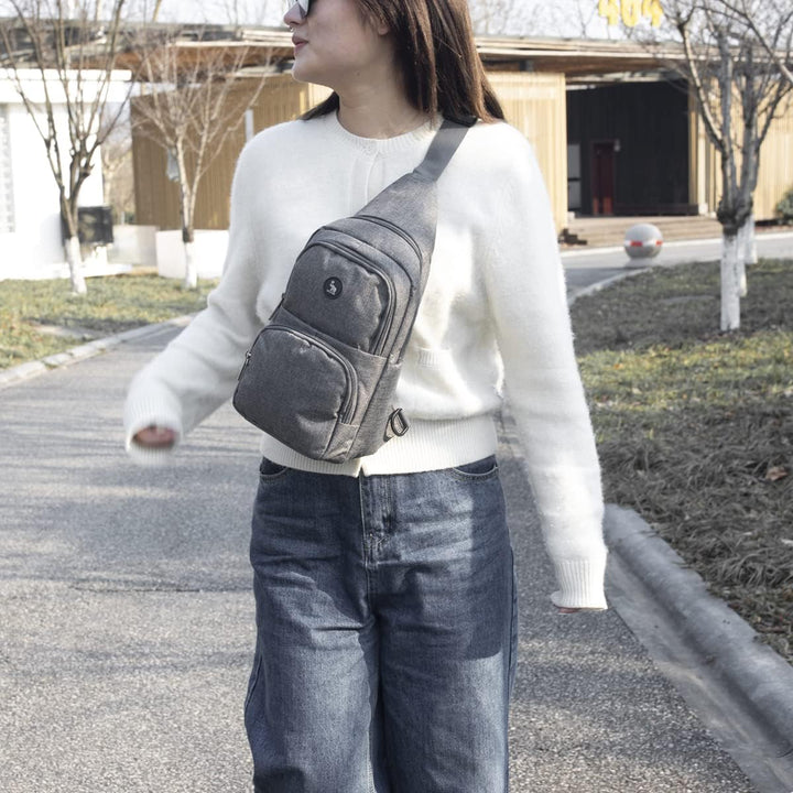 OIWAS Brusttasche Herren Kleine Kuriertasche Leichte Schultertasche zum Freizeit Urlaub Wandern Umhä