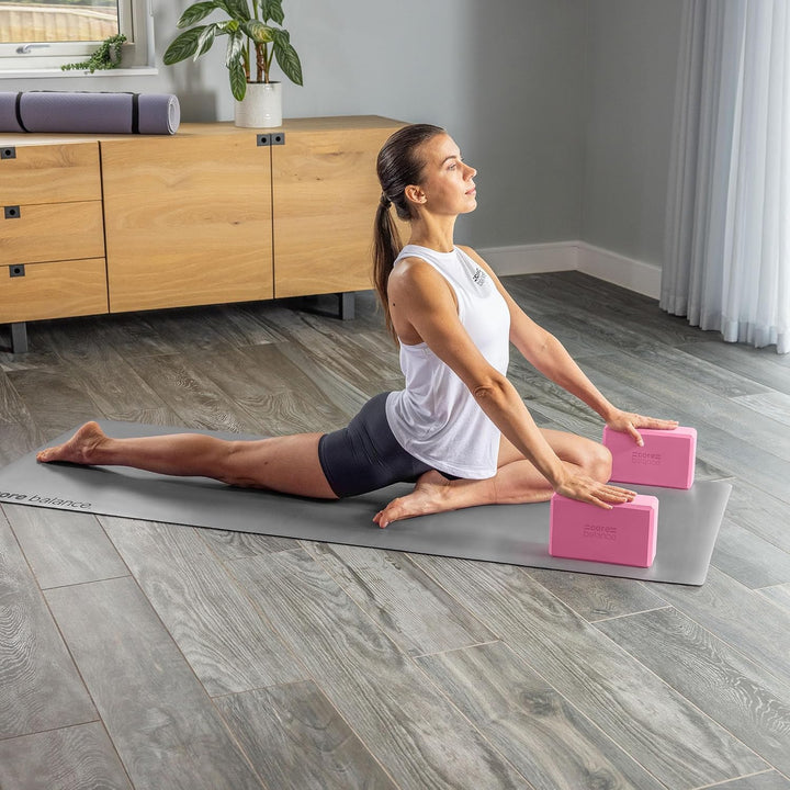 Core Balance Yoga Blocks im Doppelpack & GRATIS Yoga-Gurt, 2 STK. Eva Schaumstoff-Blöcke, robust & l