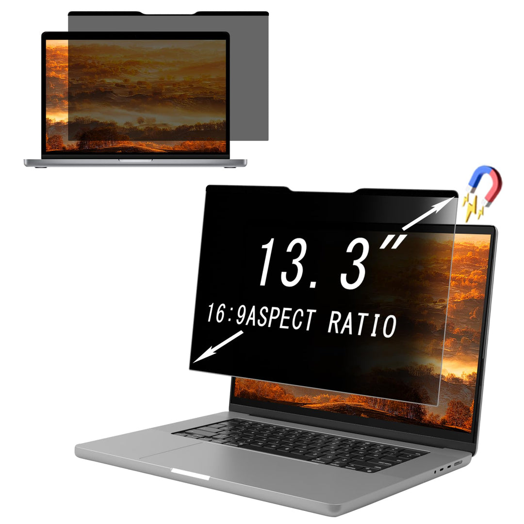 Laptop Magnetischer Monitor Blickschutzfilter für 13.3 Zoll 16:9, Abnehmbar Anti Glare, Anti Blaulic