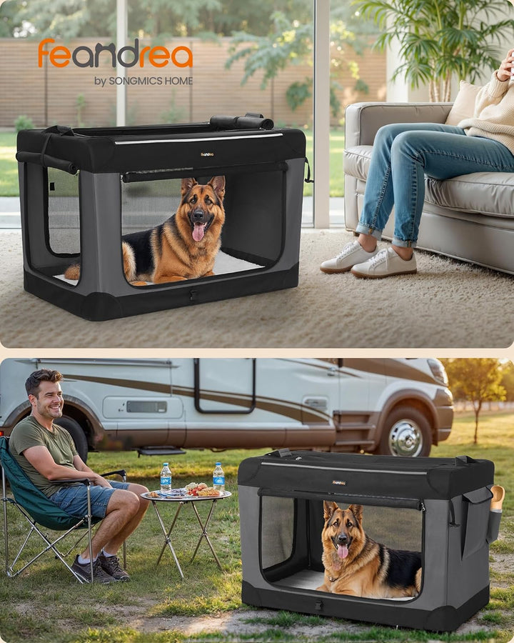 Feandrea Hundebox faltbar, 106,7 cm Transportbox für grosse Hunde, Hundetasche, Oxford-Gewebe, mit 4