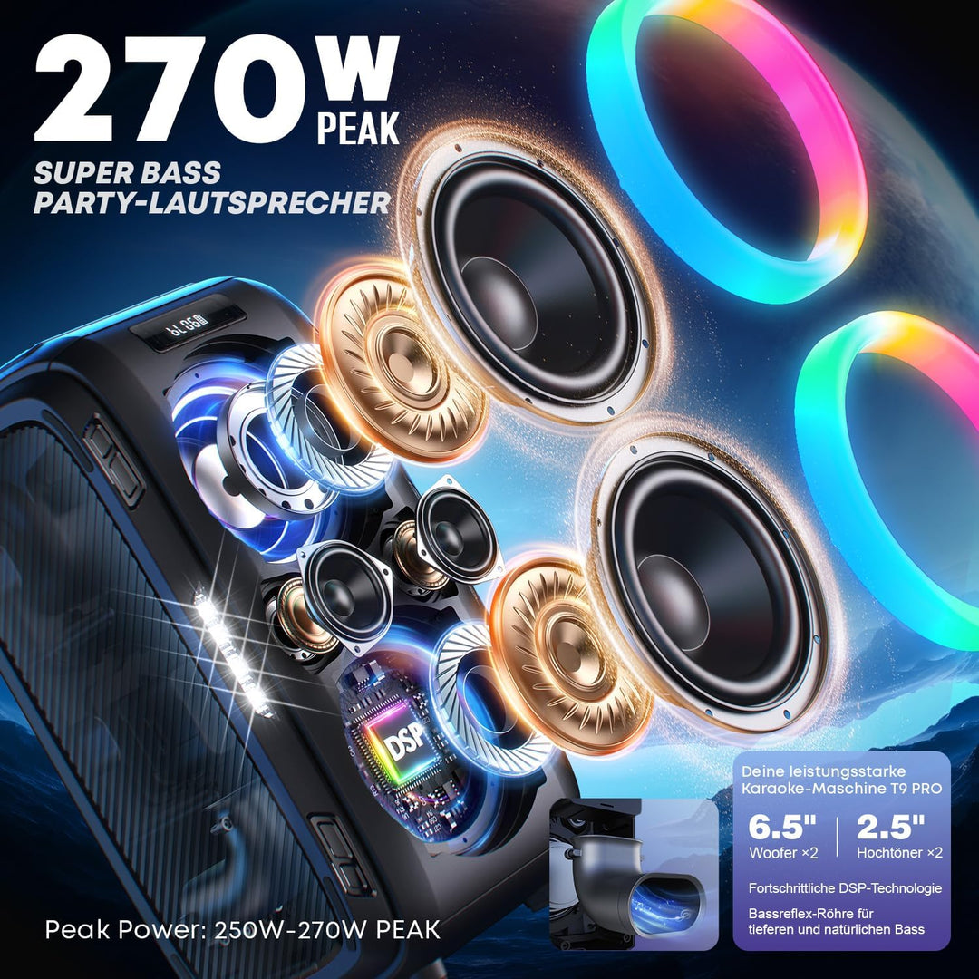 W-KING 250W PEAK Bluetooth Lautsprecher Box Gross, V5.3 Musikbox Lautsprecher Bluetooth Party Boom B