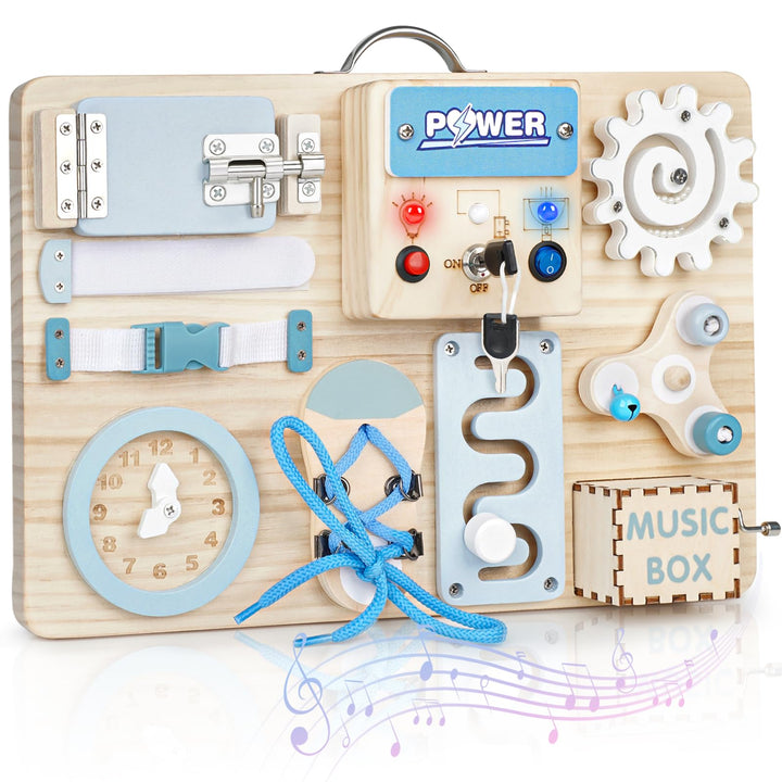 Joyreal LED Montessori Busy Board - Motorikbrett ab 18M+ Monate Activity Board Motorikboard Montesso