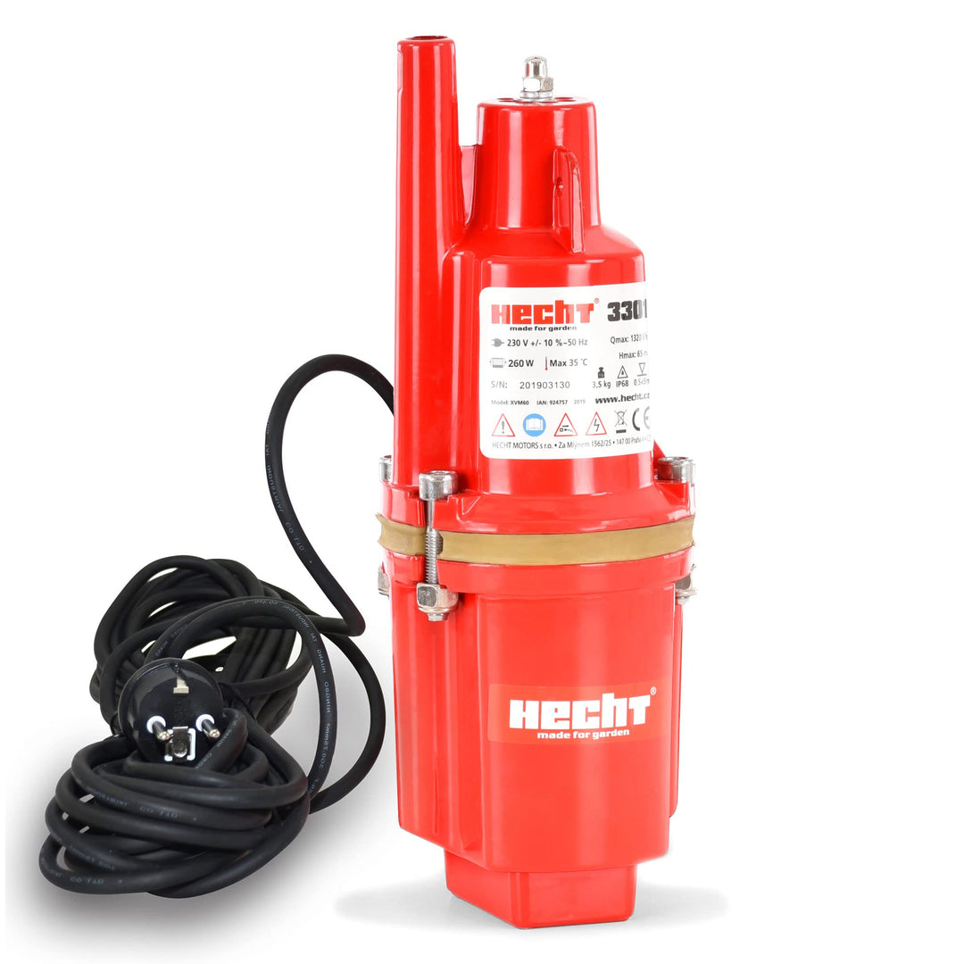 HECHT Tiefbrunnenpumpe – 260 Watt / 230v -240 v – 70 m Förderhöhe – 1400 l/h Fördermenge Wasser – Me