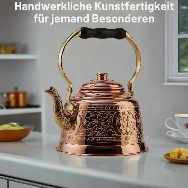 demmex 2017 dickem 1 mm dicken Kupfer gehämmert Tee Wasserkocher Herd Teekanne (1.6-quart) Engraved