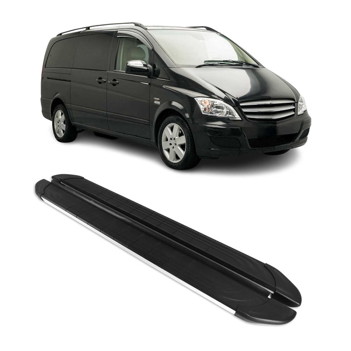 OMAC Trittbretter Seitenschweller Seitenschürze Kompatibel mit Mercedes Vito W639 2003-2014 - 2X Alu
