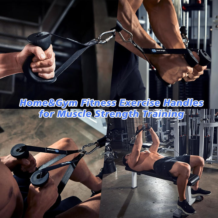 HXD-ERGO 2 Stück Einhandgriff für Widerstandsbänder, Fitnessband Griffe mit Metall D-Ring, Ergonomis