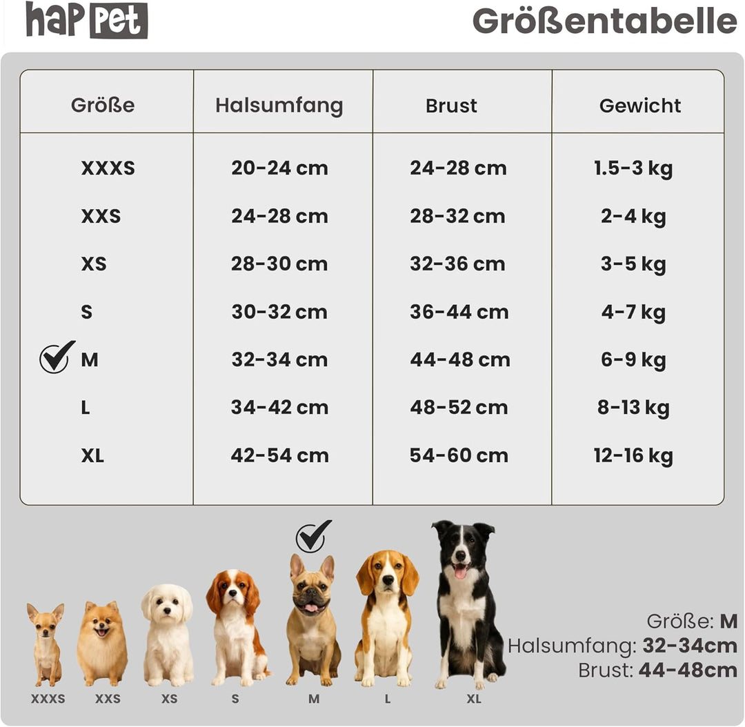 Happet Hundegeschirr M für kleine & mittelgrosse Hunde – atmungsaktives Air-Mesh Brustgeschirr, gepo