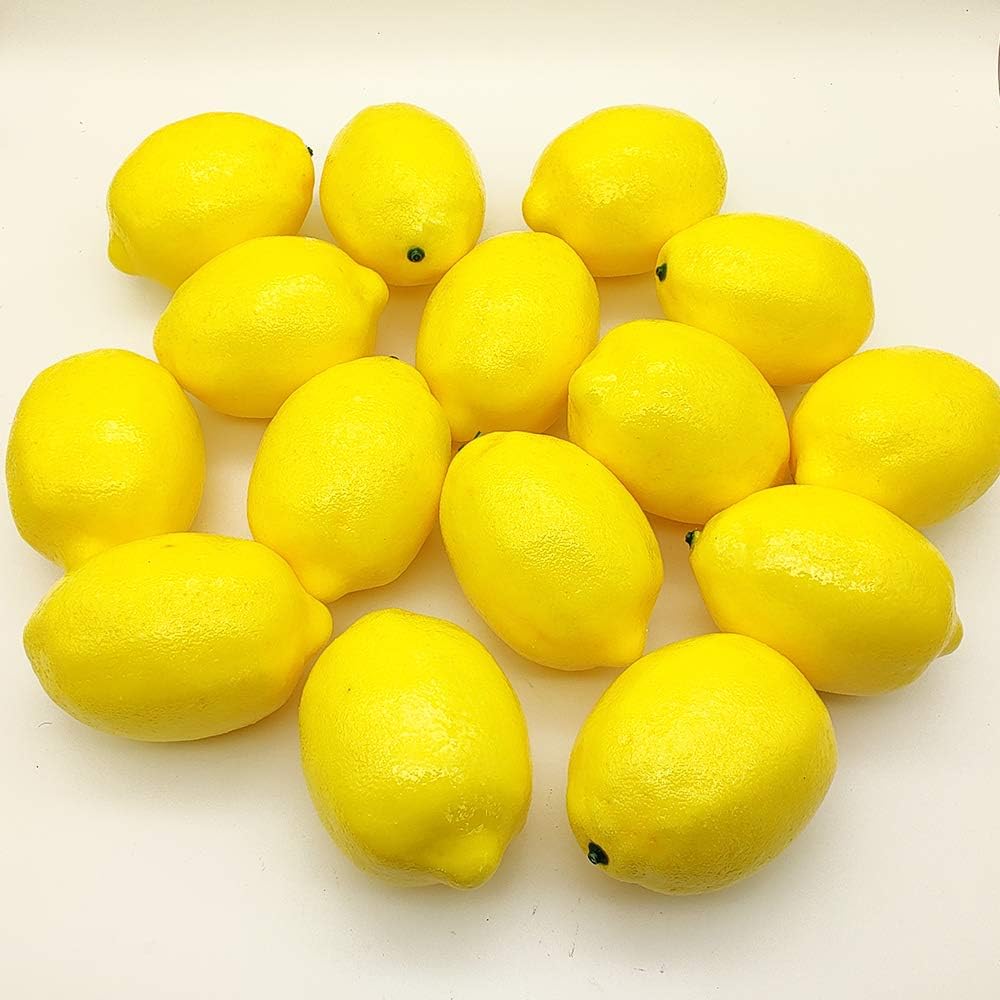 15 Stück Künstliche Zitronen 10cm x 7cm Kunstfrüchte Künstliche Gelbe Zitronen Schaum Zitrone für zu