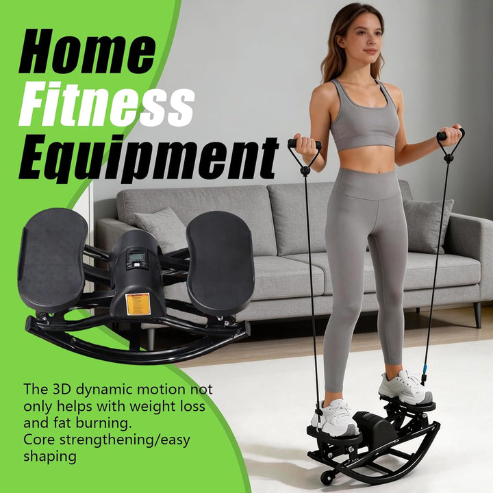 Stepper für Zuhause, Rocking U-Shape Mini Stepper Fitness Leiser Heimtrainer mit LCD-Display mit Wid