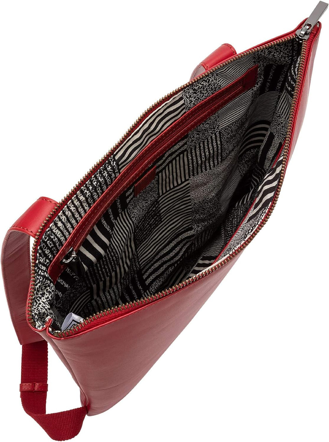 DuDu Herren Rucksack schmal und elegant in echtem, weichem Leder mit Reissverschluss Rot, Rot