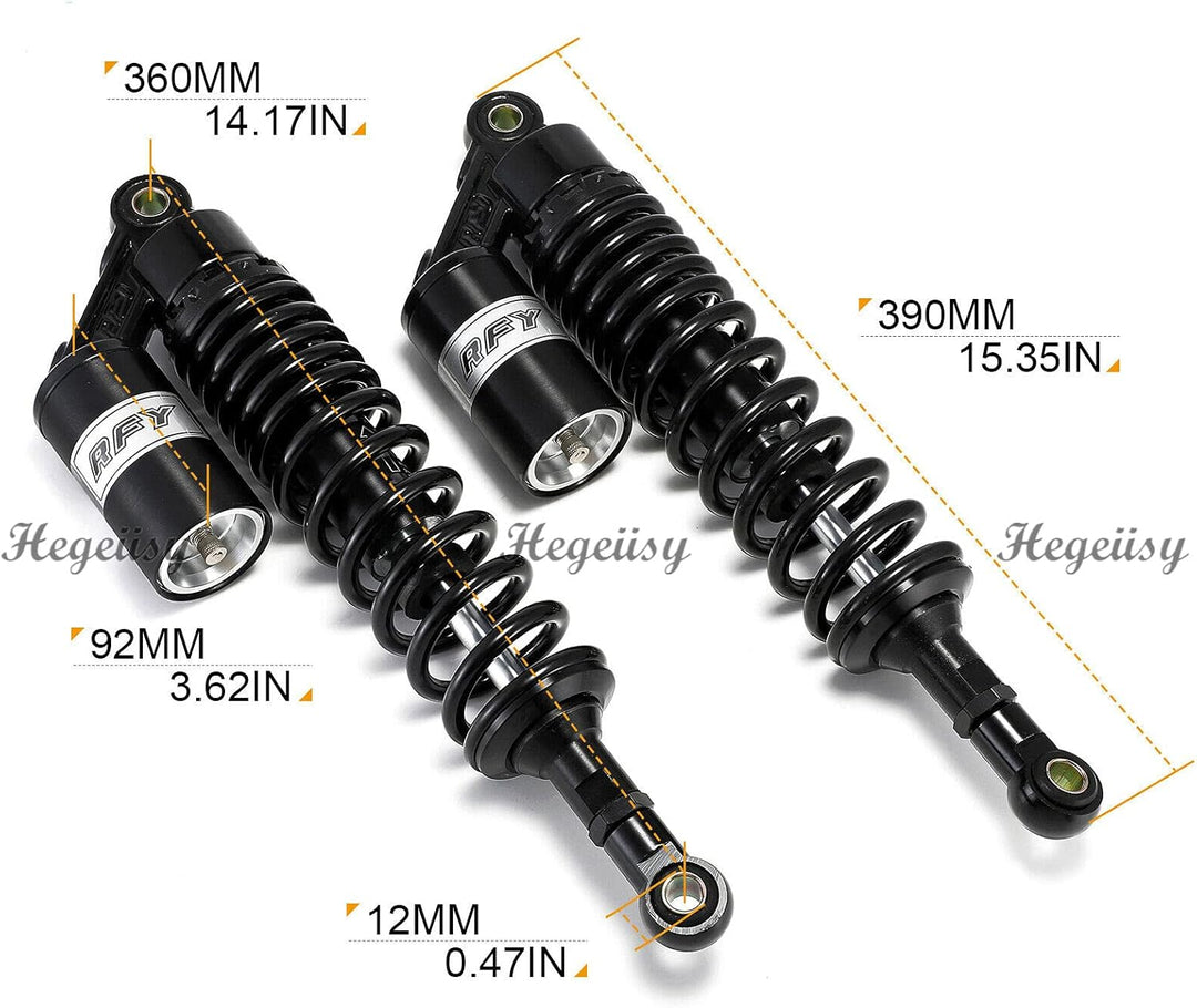 Hegeiisy 360mm 14.17 Zoll 8mm Feder Universal Motorrad Stossdämpfer Hinterradaufhängung ATV Quad Rol