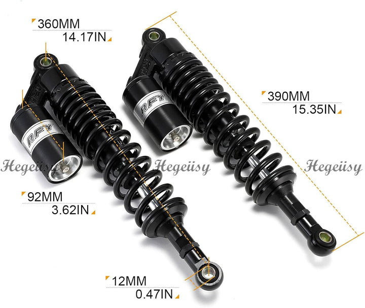 Hegeiisy 360mm 14.17 Zoll 8mm Feder Universal Motorrad Stossdämpfer Hinterradaufhängung ATV Quad Rol