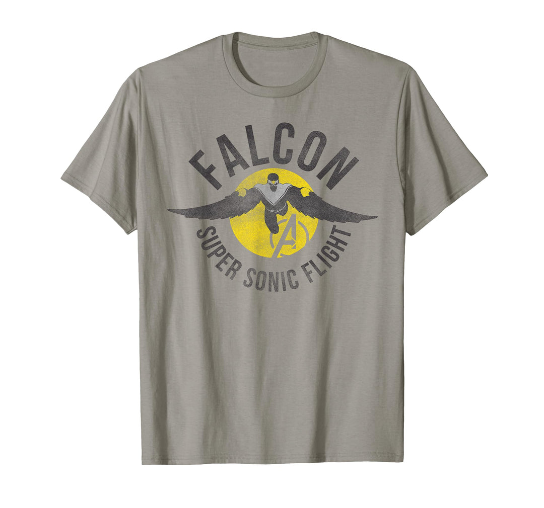 Mens Marvel Assemble Falcon Super Sonic Flight Graphic T-Shirt 3XL Slate