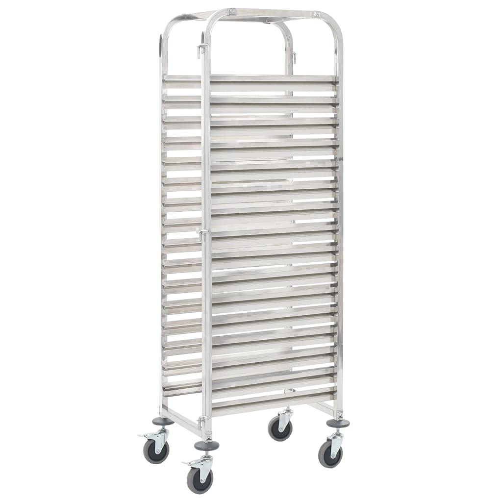 GuyAna Tablettwagen für 16 Tabletts 38x55x163 cm Edelstahl Tablettwagen Mit Rollen Servierwagen Auf