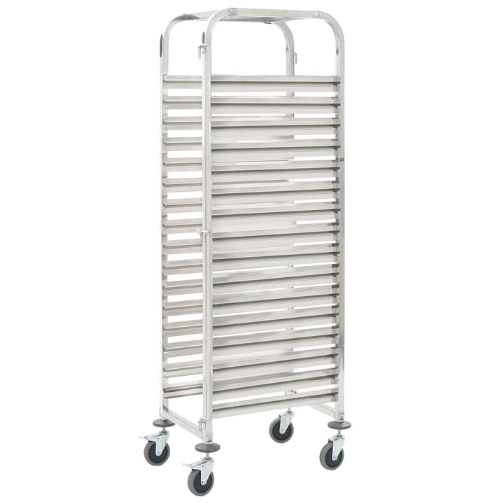 GuyAna Tablettwagen für 16 Tabletts 38x55x163 cm Edelstahl Tablettwagen Mit Rollen Servierwagen Auf