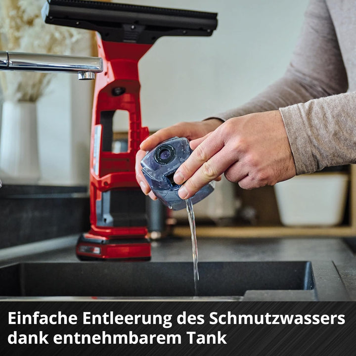 Einhell Akku-Fensterreiniger BRILLIANTO Power X-Change (18 V, 28 cm lange Saugdüse, streifenfreie Re